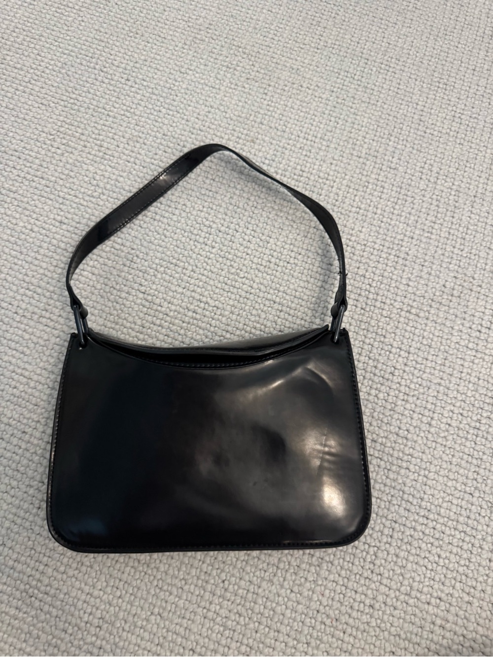 Mango Classic Black Leather Shoulder Bag